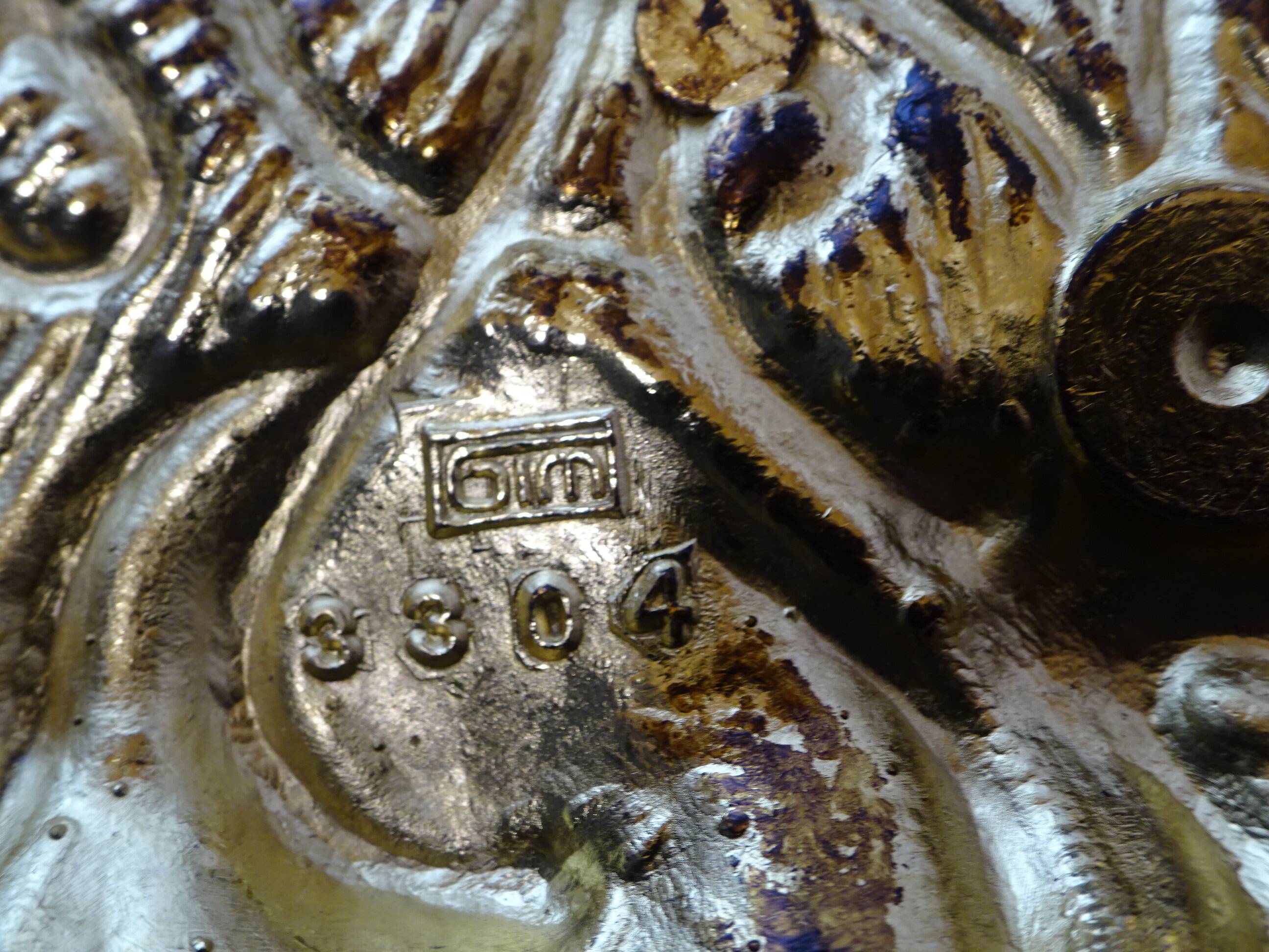 Antique bronze and silk lamp