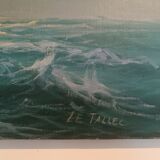 Oil on marine canvas signed Le Tallec