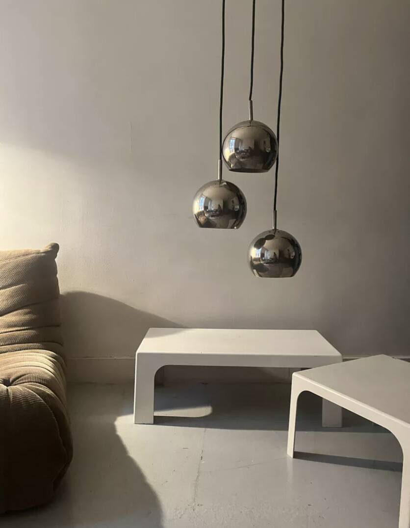 Prisunic off-white square coffee table, 1970s design