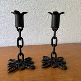 Brutalist wrought iron candlesticks from the 60s