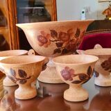 Set of cups and 4 bowls signed Vallauris