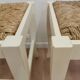 Set of 4 Vintage White Wooden Stools with Thatched Seats - 1970s Yugoslavia