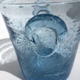 Ice bucket Biot glass blown mouthbug bubbled light blue