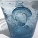 Ice bucket Biot glass blown mouthbug bubbled light blue