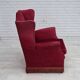 1970s, Danish highback armchair, furniture velour, ash wood legs.