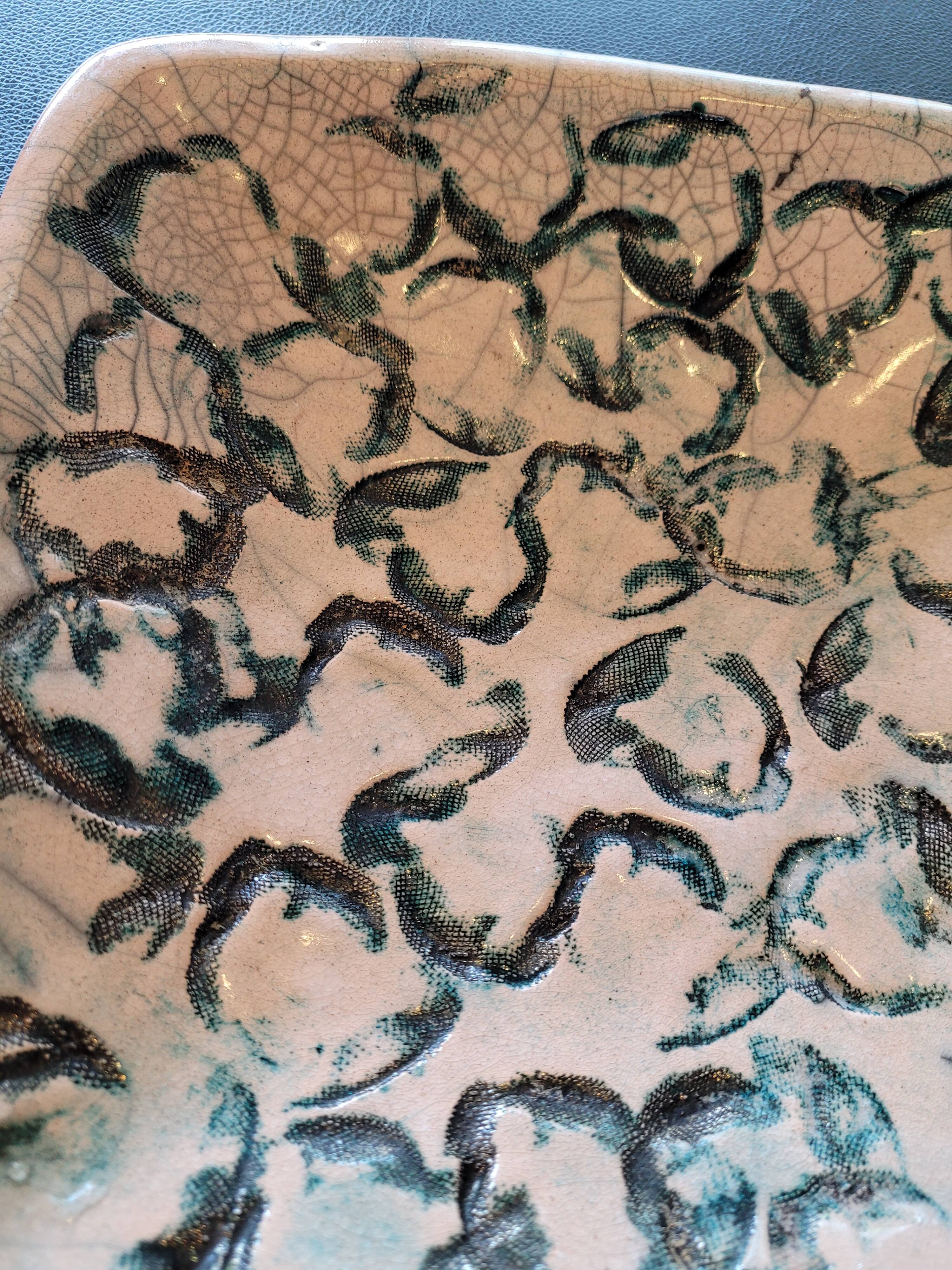 Japanese square dish in Raku