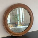 Vintage round mirror stitched ice 29 X 29cm