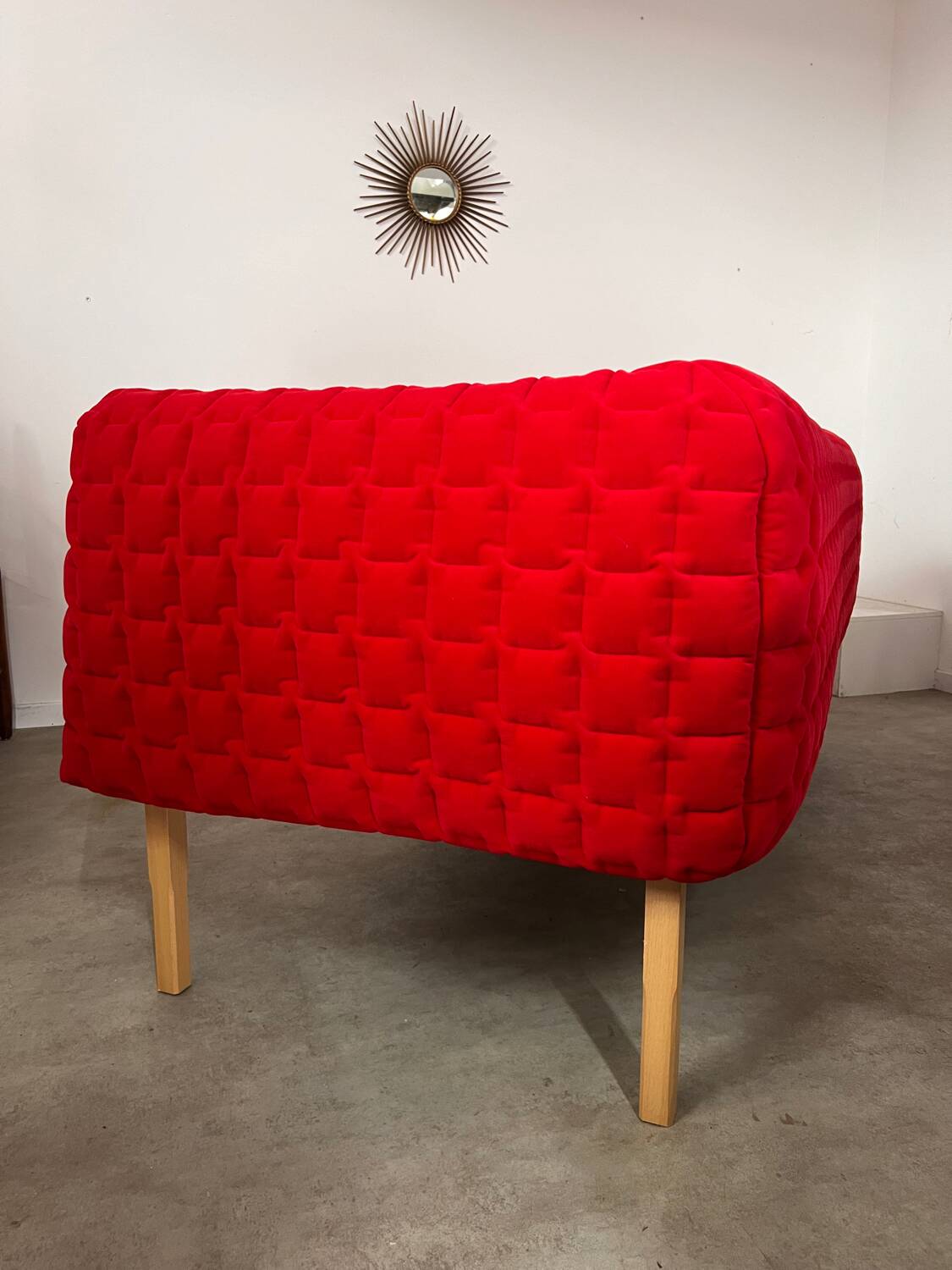 3-seater sofa Ligne Roset Ruché design Inga Sempé red alcantara