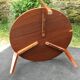 Vintage coffee table round compass legs top in glass and teak wood