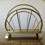 Golden brass magazine rack, Italy, 1950