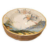 6 Gien France Caribbean Magellan pattern soup plates