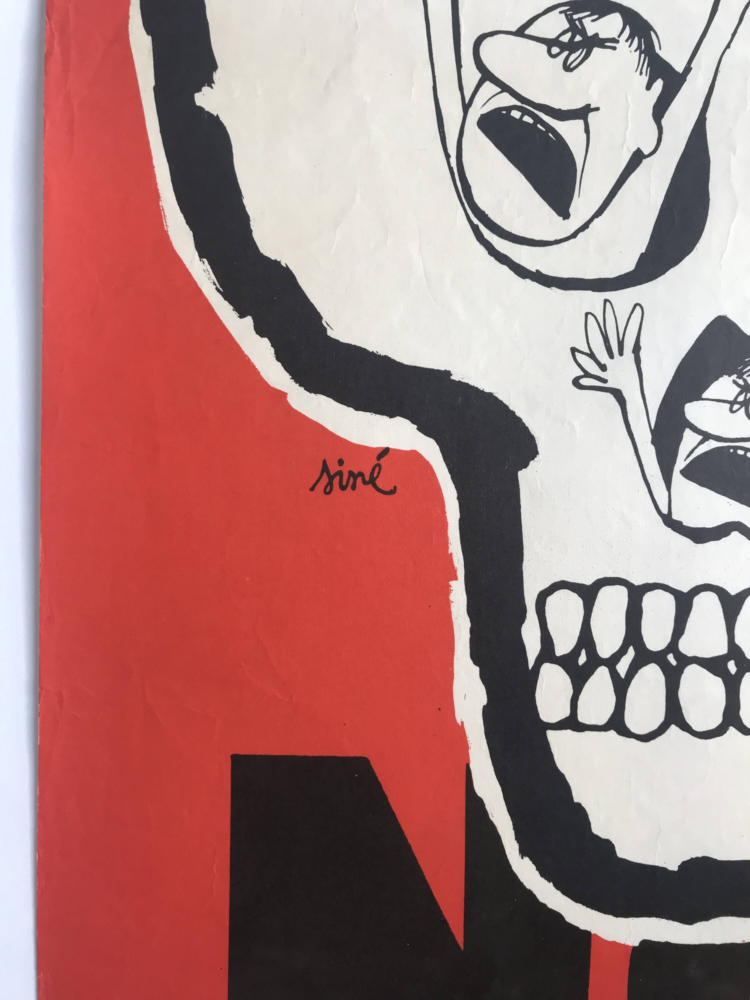Siné, no to all bombs / mcaa, 1963-68. original duotone poster