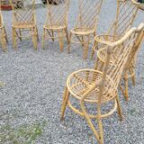 7 vintage rattan chairs