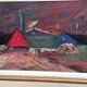 Original Swedish Oil on Panel – “Huts” – Vintage & Framed – 77 × 41 cm