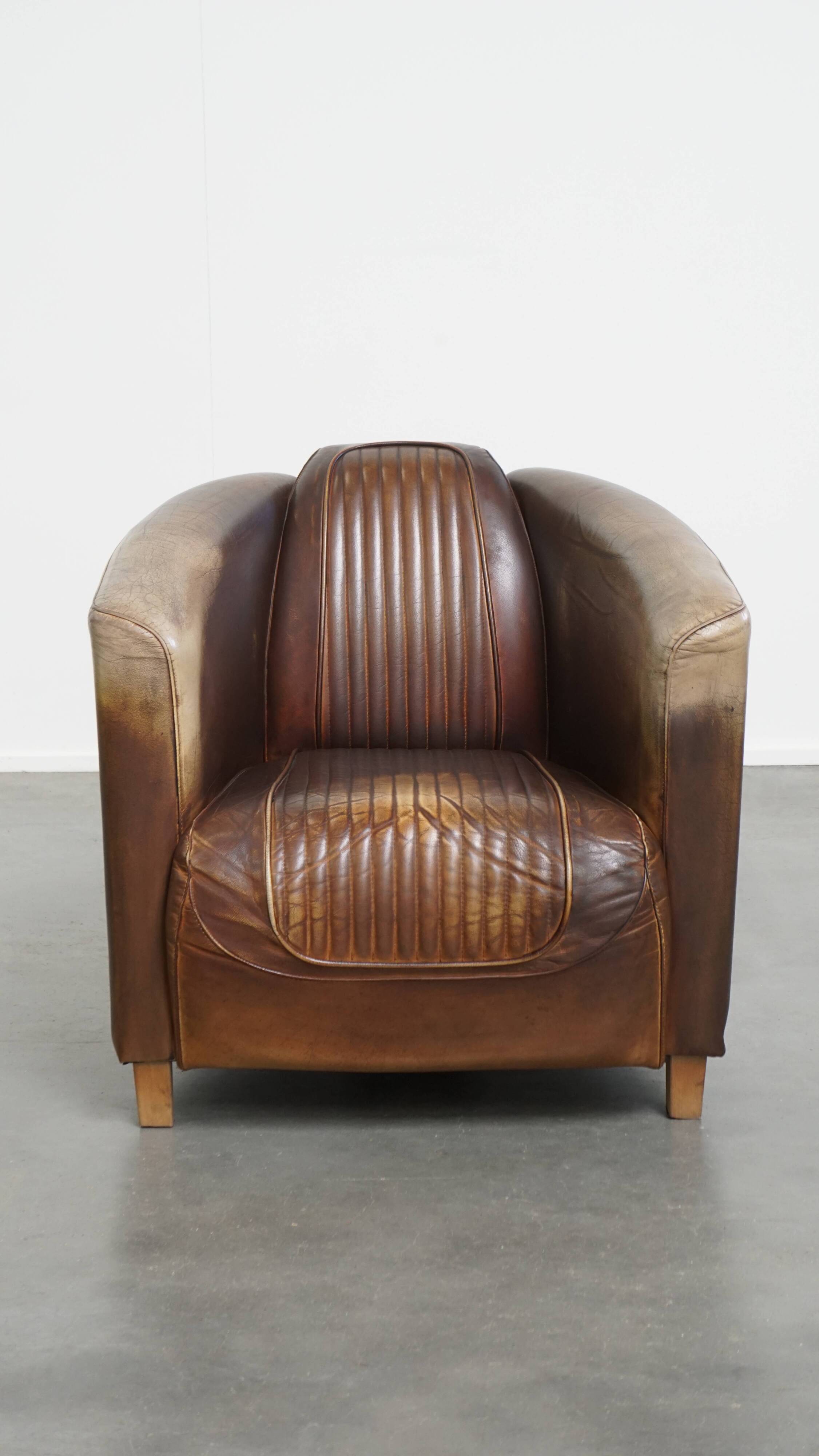 Cowhide Leather Chesterfield Aviator Armchair