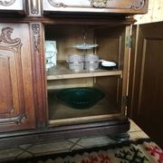 Buffet from the late 19th century with pink-brown marble in Louis XV style.
