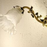 Brass and glass swan neck wall light