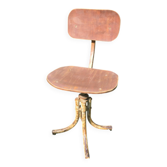 stool, swivel seat metal and wood