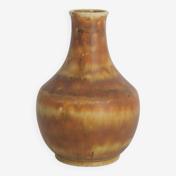 Vase scandinave en grès marron par Gunnar Borg pour Höganäs