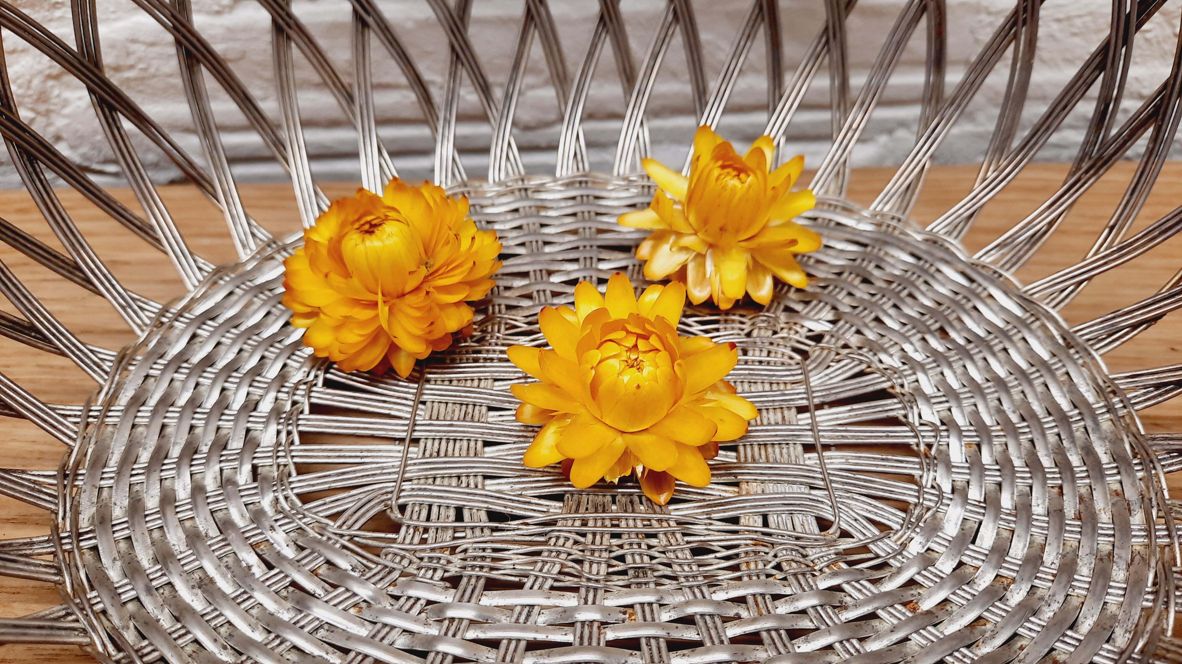 Vintage braided metal basket