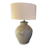Table lamp in vintage stoneware and new jute lampshade.
