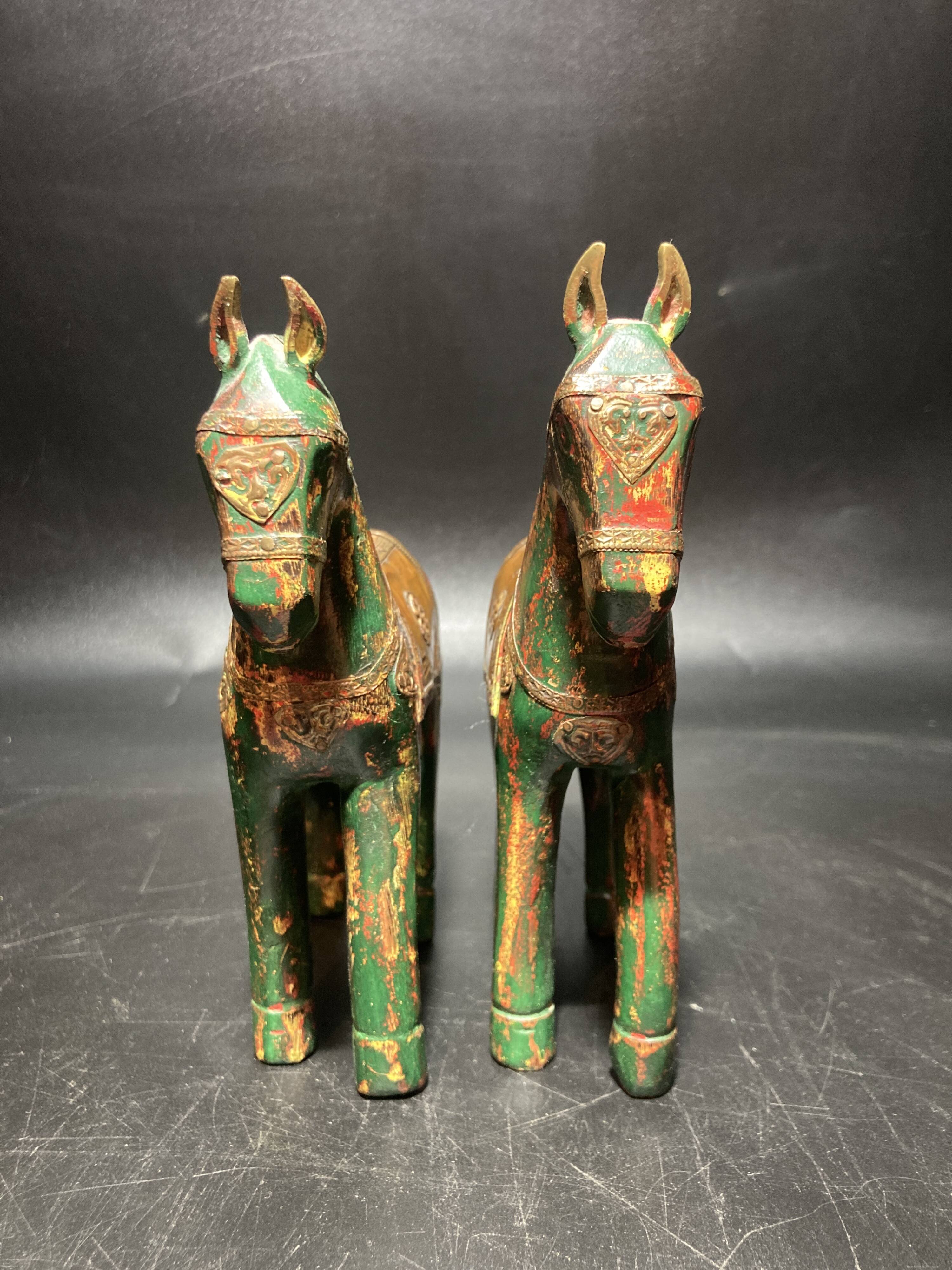 Set of 2 wooden horses