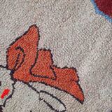 Old American Carpet Hooked handmade 55cm x 87cm 1930s, 1C458
