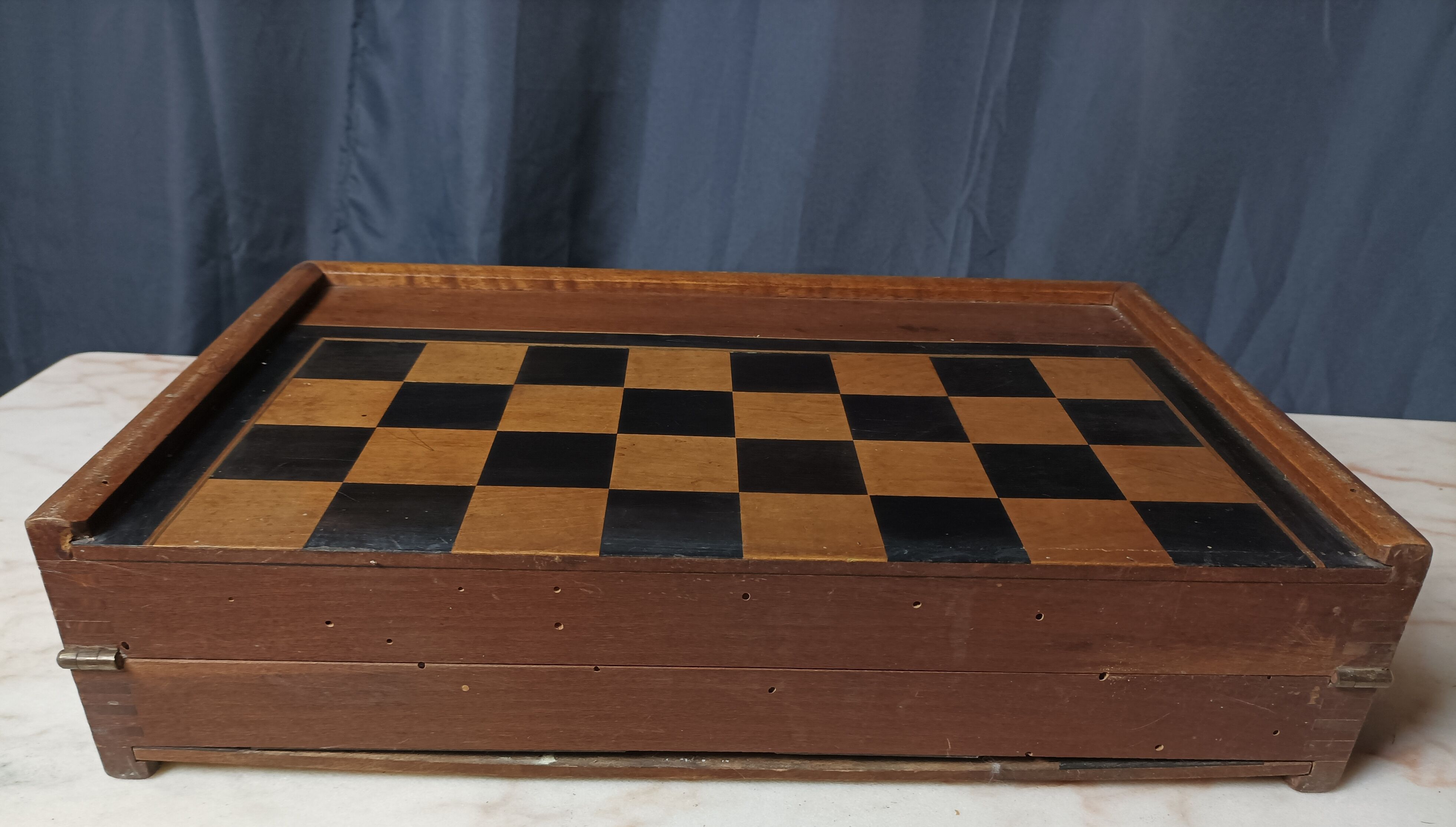 Backgammon game old wooden board game