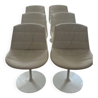 Set of 6 FLOW CHAIR chairs, by JM Massaud - MDF Italia with integrated cushions