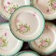12 Dessert Plates Gien Year 1930 Decor of Roses Green Border