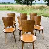Set of 7 baumann bistro chairs model dove 50s
