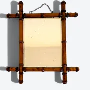 Antique Faux Bamboo Mirror, Bevelled Glass, France, c.1900, Original Patina