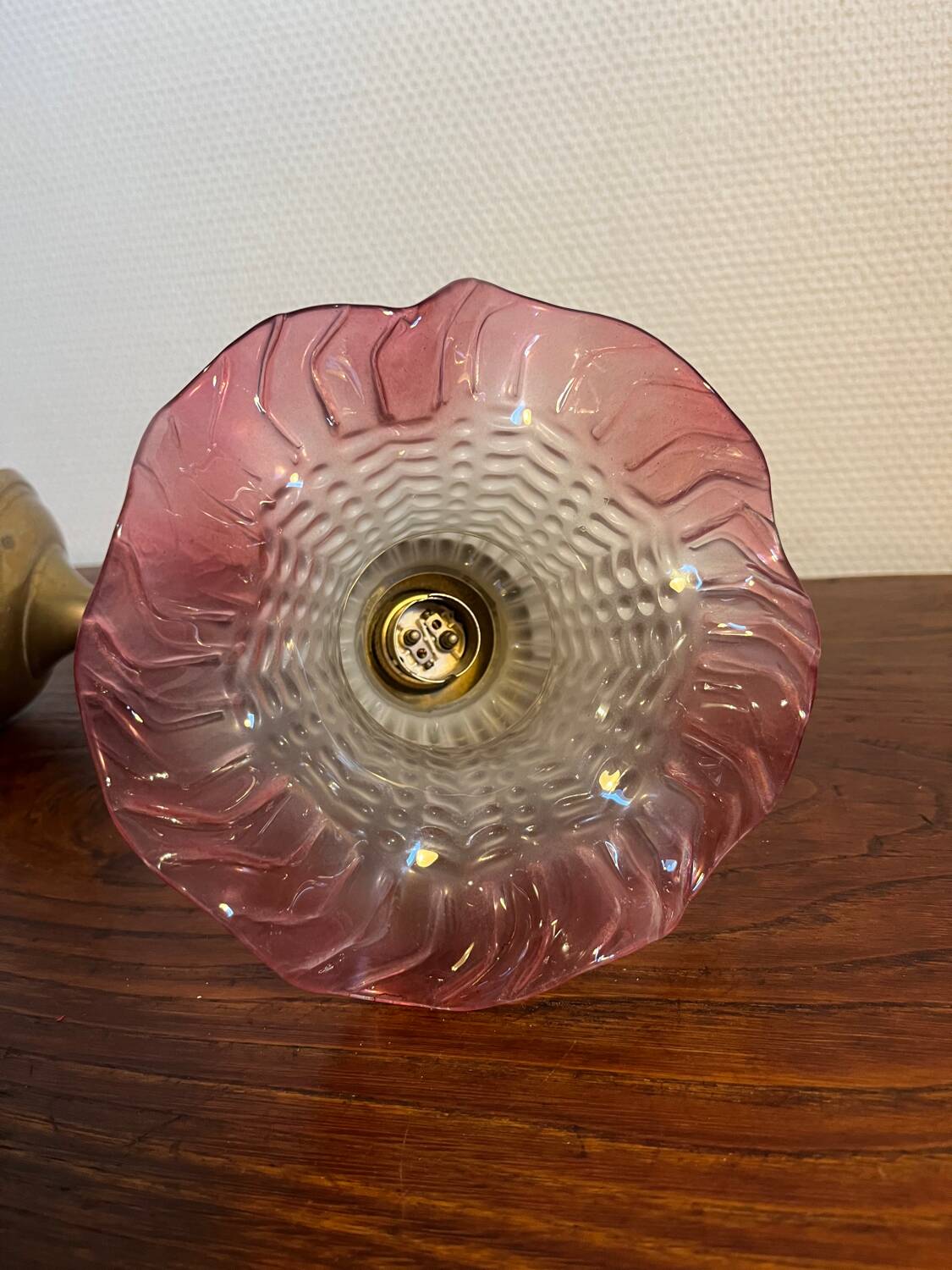 Brass and glass flower wall light
