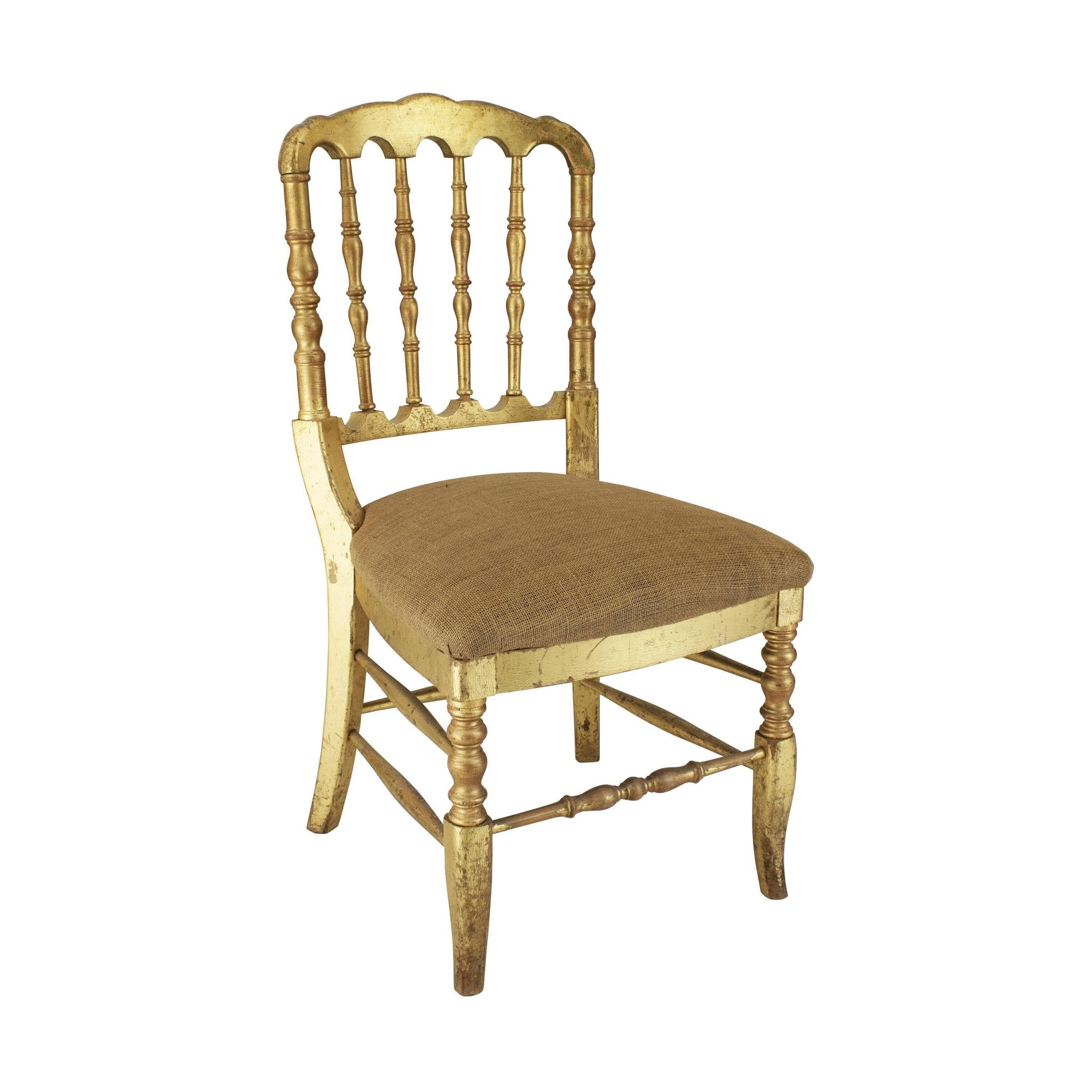 Chaise de style Chiavari en feuille d'or Tiffany, France, vers les années 1960.