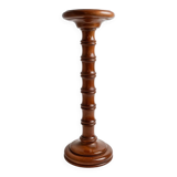 XXL vintage solid wood flower pedestal, Italian handcrafted column table, 1960s, marron finish