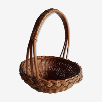 Old basket in braided wicker