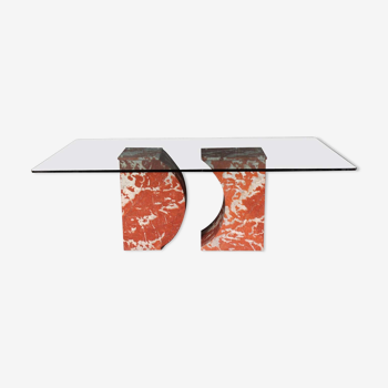 Table en marbre et verre