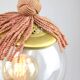 Art Deco Italian Pink Fabric and Brass Globe Pendant Lamp