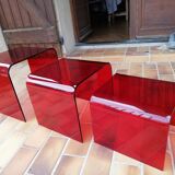 Set of 3 tables in plexiglas