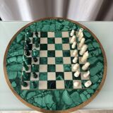 Malachite and ebony chess set