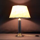 Mid-Century France Leather and Brass Table Lamp