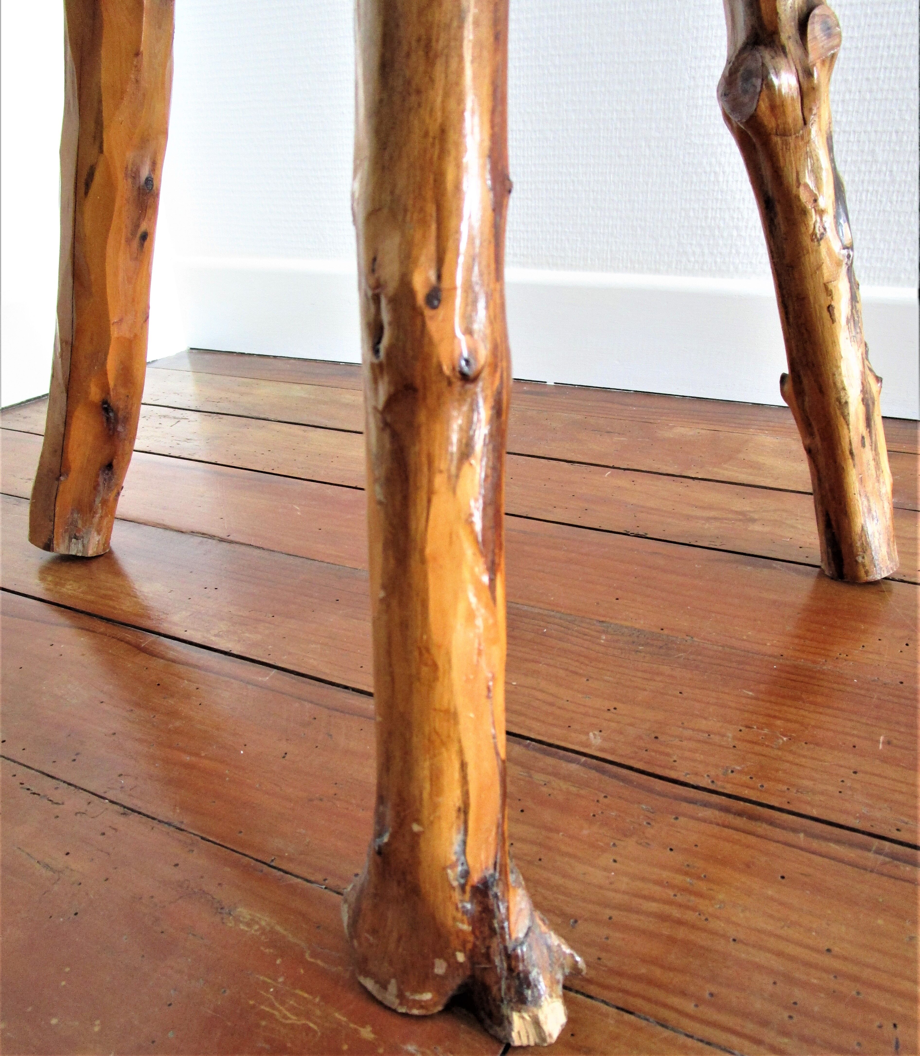 Coffee table solid wood tripod vintage folk art