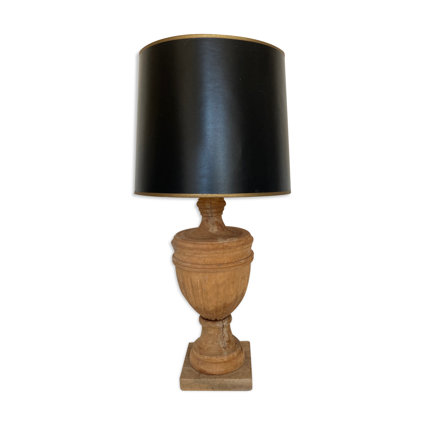Classic neo-classic wooden baluster lamp in washed XL wood