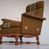 Ensemble de fauteuils bois de chêne laine état d’origine années 1970