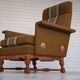 Ensemble de fauteuils bois de chêne laine état d’origine années 1970