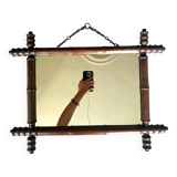 Bamboo-shaped wooden mirror