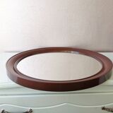 Vintage brown round mirror made of plastic, 80s