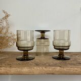 3 “Willem Heesen” smoked glass glasses