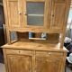 Renovated solid oak sideboard – vintage chic country buffet – glass display