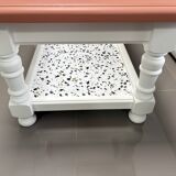 Refurbished vintage coffee table with laminated safety glass